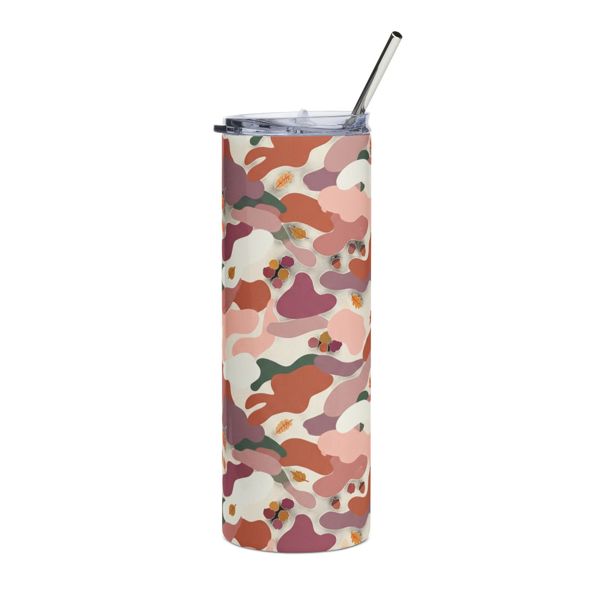 20oz Stainless Steel Tumbler — Pink Camo Floral Slim Travel Cup