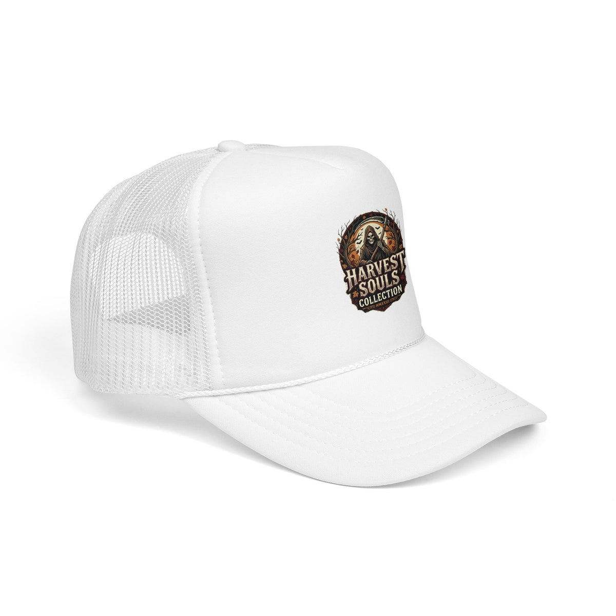 Harvest Souls Trucker Hat – Gothic Skull Foil Logo Cap