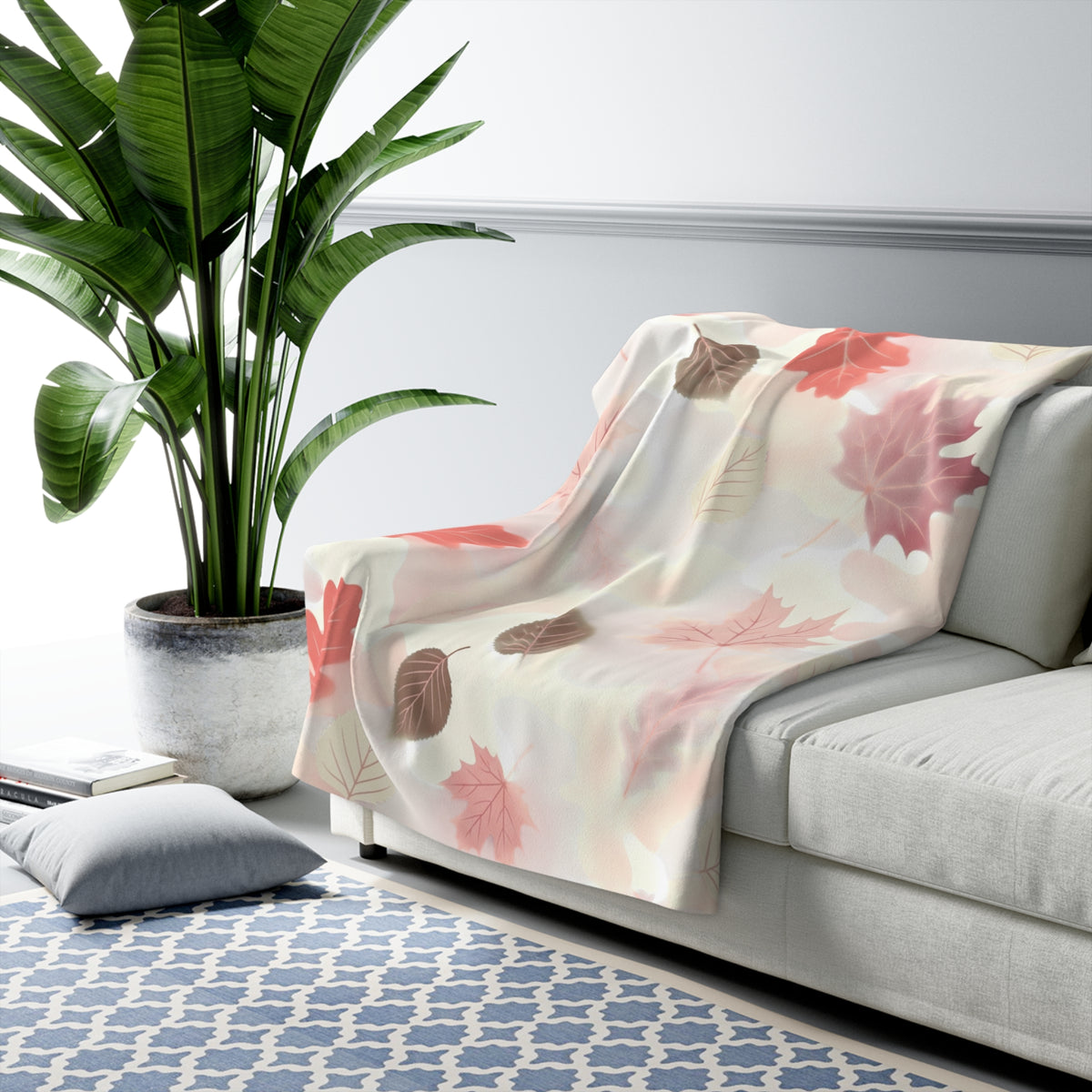 Autumn Leaves Sherpa Blanket — Cozy Fall Fleece Throw