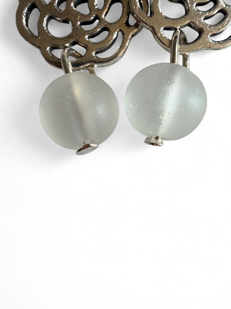 Handmade Frosted Acrylic Drop Earrings