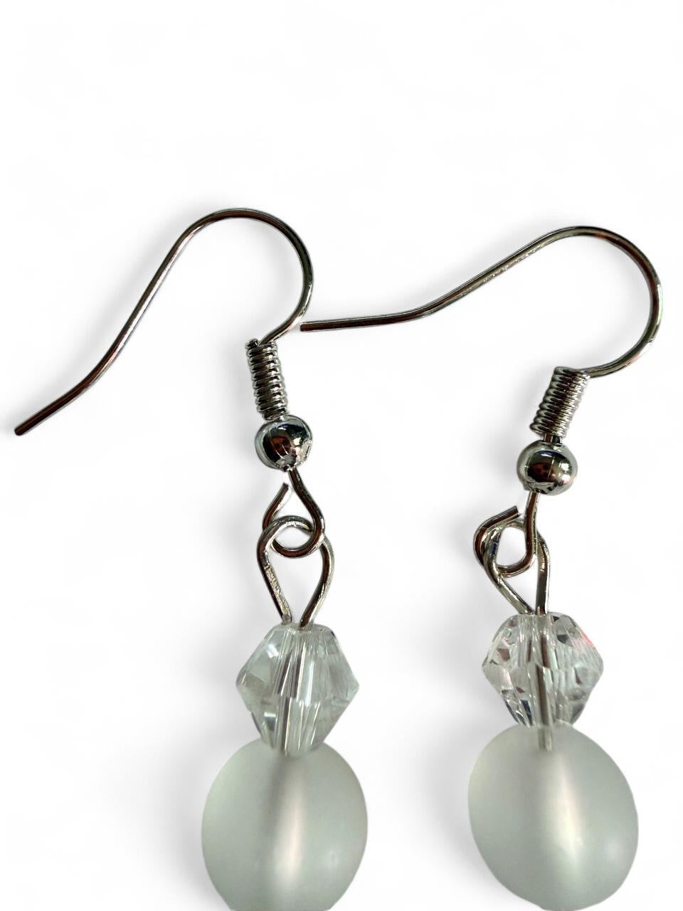 Handcrafted Purple Seashell & Pearl Style Dangle Earrings