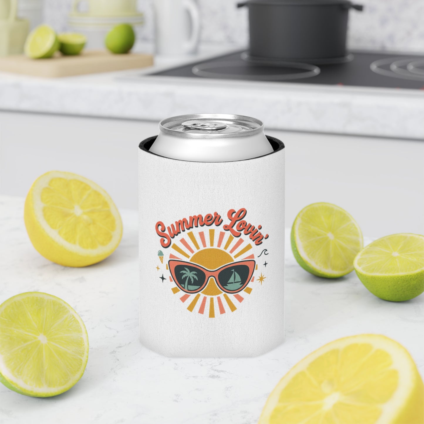 Can Cooler - "Summer Lovin'" Sunshine Sunglasses Drink Koozie