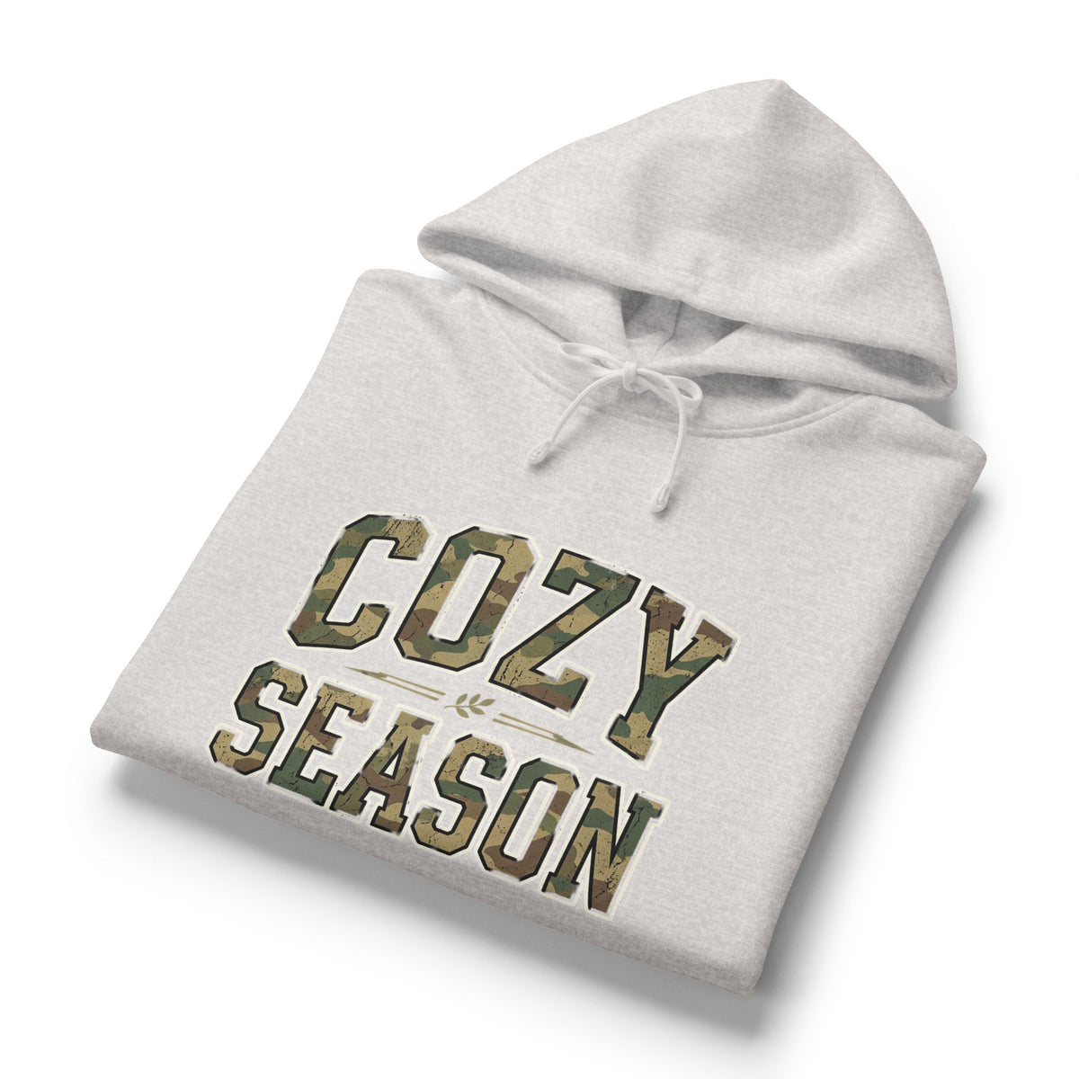 Cozy Season Hoodie — Women's Organic Mid-Weight Camo Lettering