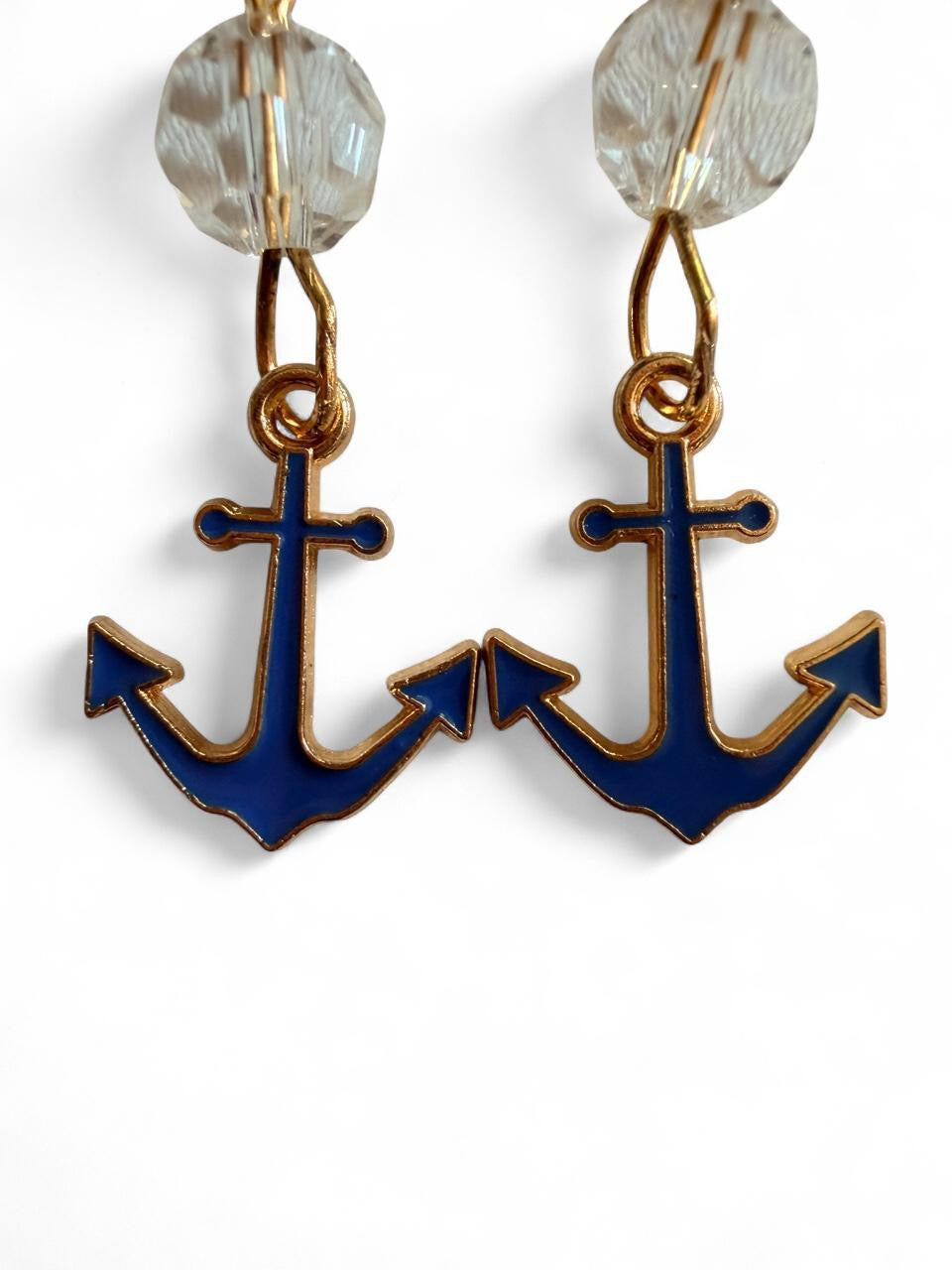End of Summer Americana Anchor Earrings - Navy Blue Nautical Dangle