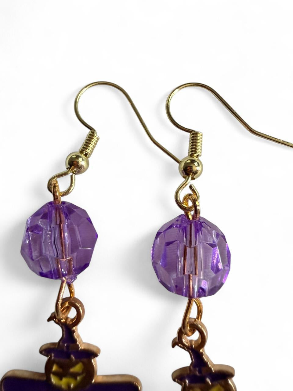 Boo-tiful Happy Halloween Sign Earrings | Purple Halloween Dangle Earrings | Trick or Treat Earrings | Boo-tiful Souls Collection