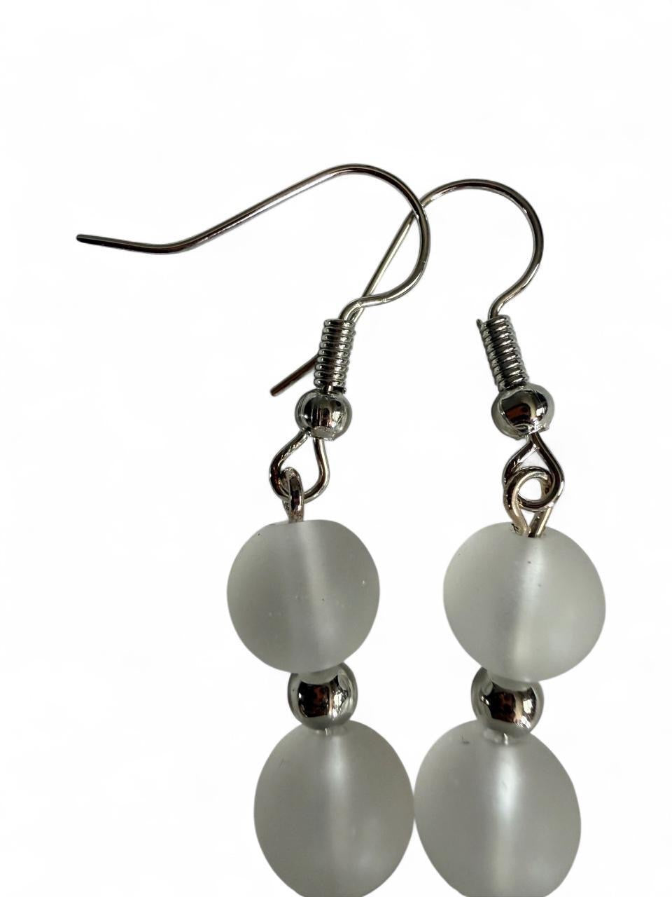 Harvest SOULS Frosted Moonstone Feather Dangle Earrings