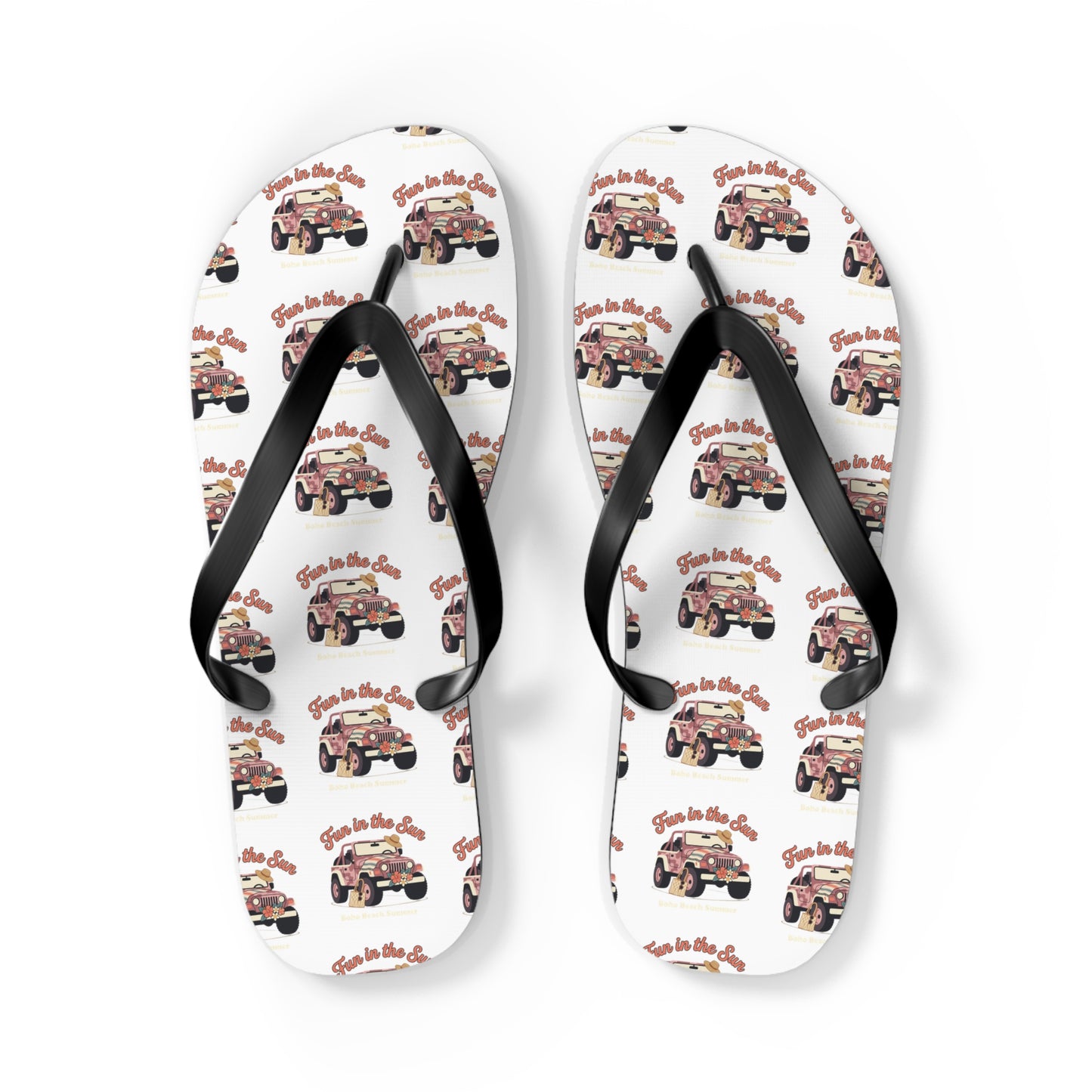 Retro Surf Wagon Flip Flops — "Good Vibes Only" Beach Sandals