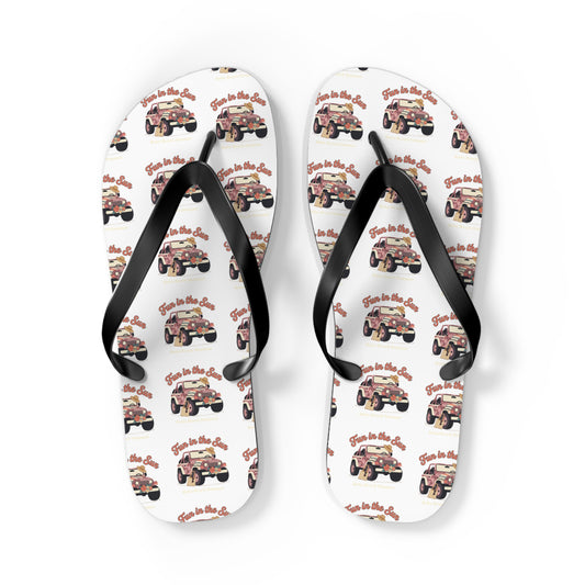 Retro Surf Wagon Flip Flops — "Good Vibes Only" Beach Sandals