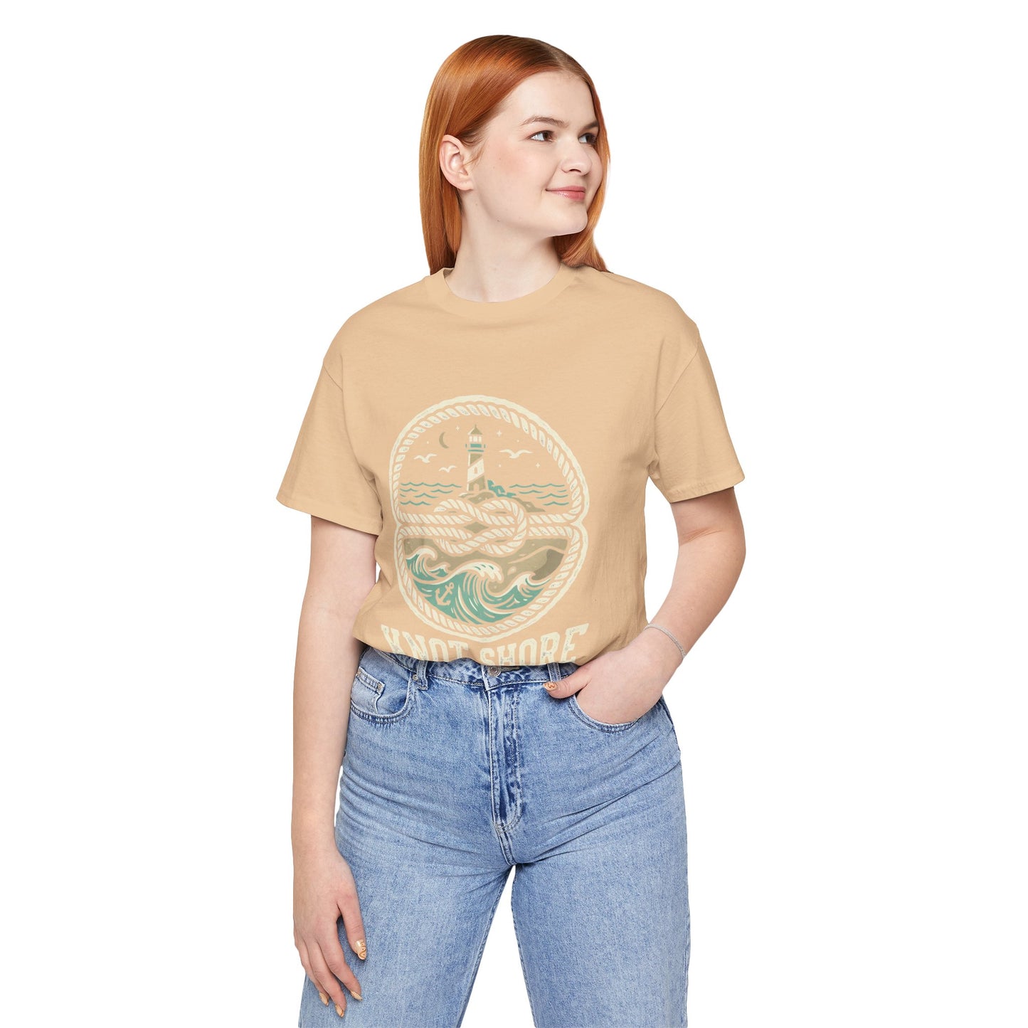 Knot Shore lighthouse rope waves T-Shirt | Coastal graphic tee