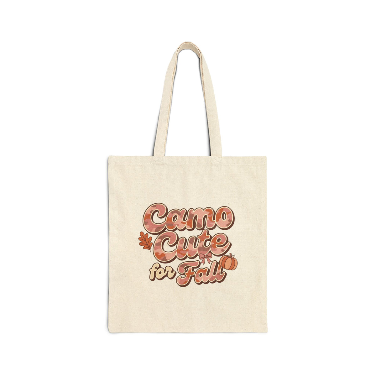 Tote Bag — "Camo Cute for Fall" Autumn Leaf Canvas Tote