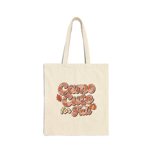 Tote Bag — "Camo Cute for Fall" Autumn Leaf Canvas Tote