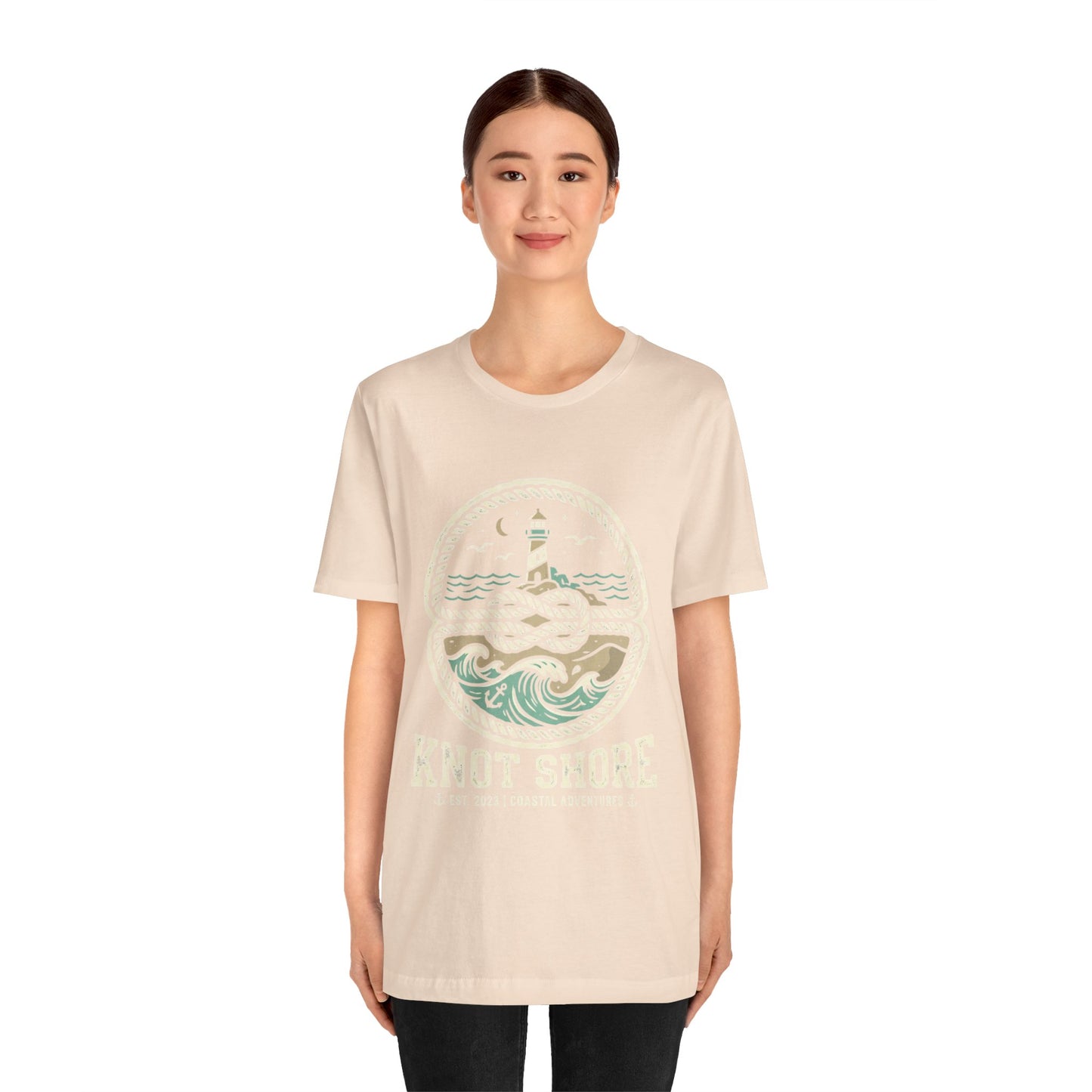 Knot Shore lighthouse rope waves T-Shirt | Coastal graphic tee