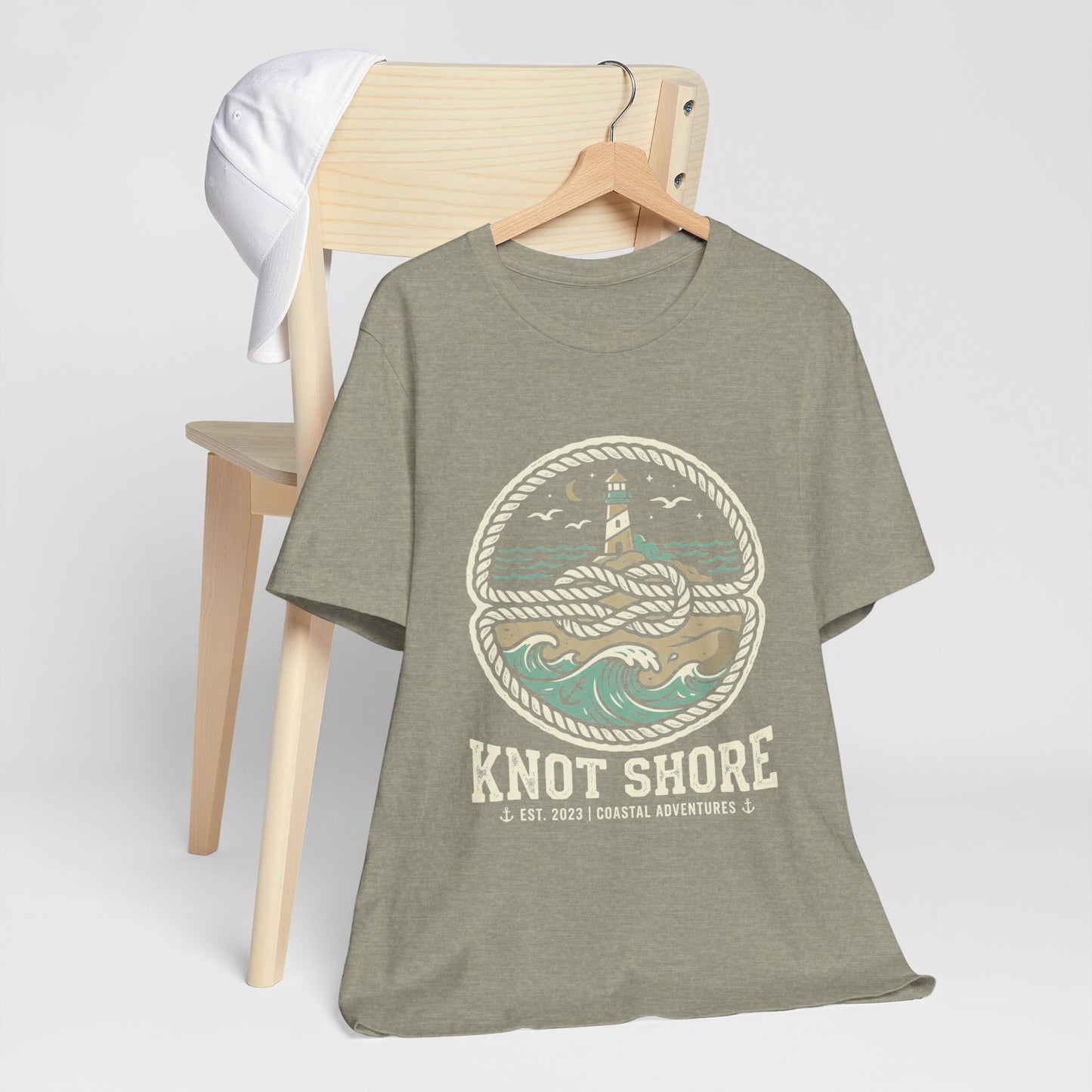 Knot Shore lighthouse rope waves T-Shirt | Coastal graphic tee