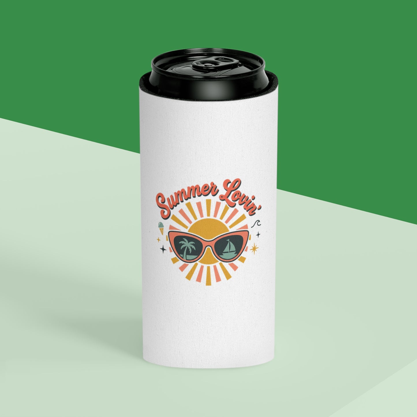 Can Cooler - "Summer Lovin'" Sunshine Sunglasses Drink Koozie