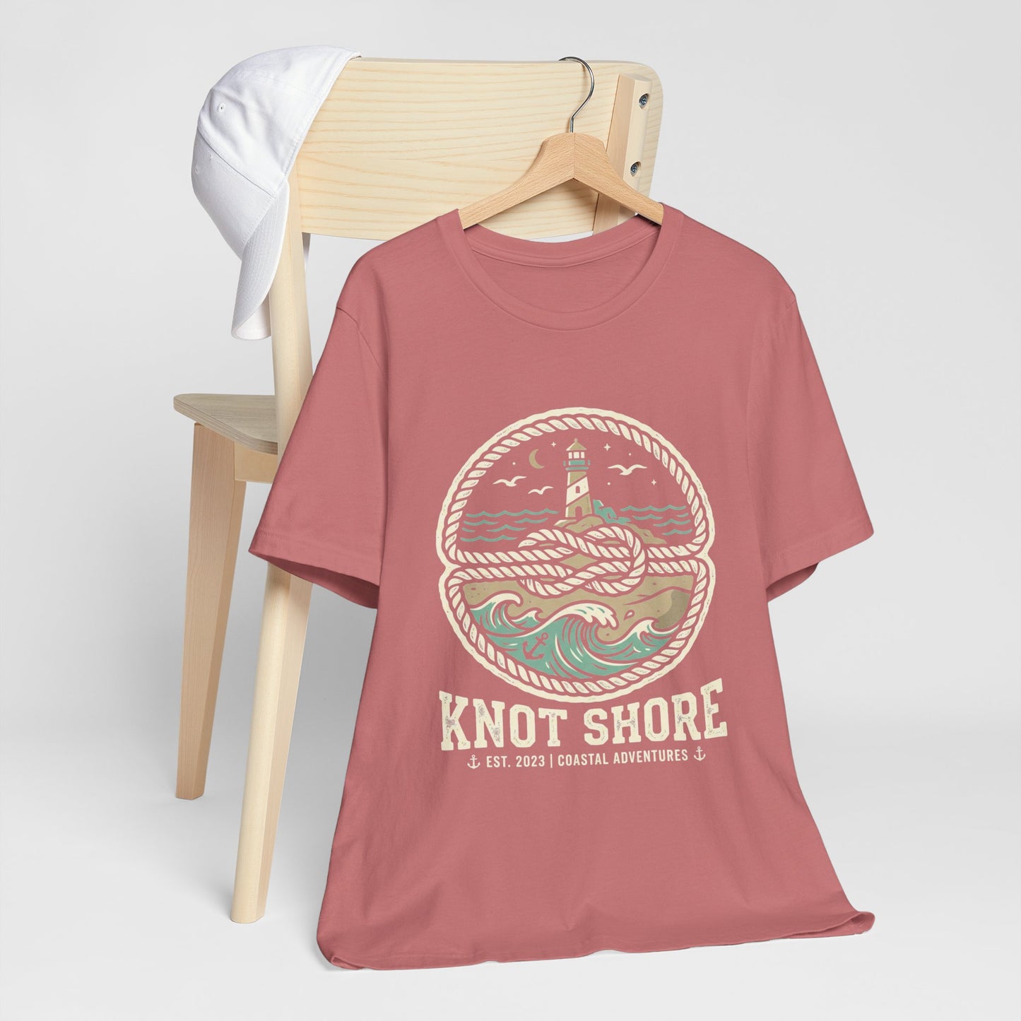 Knot Shore lighthouse rope waves T-Shirt | Coastal graphic tee