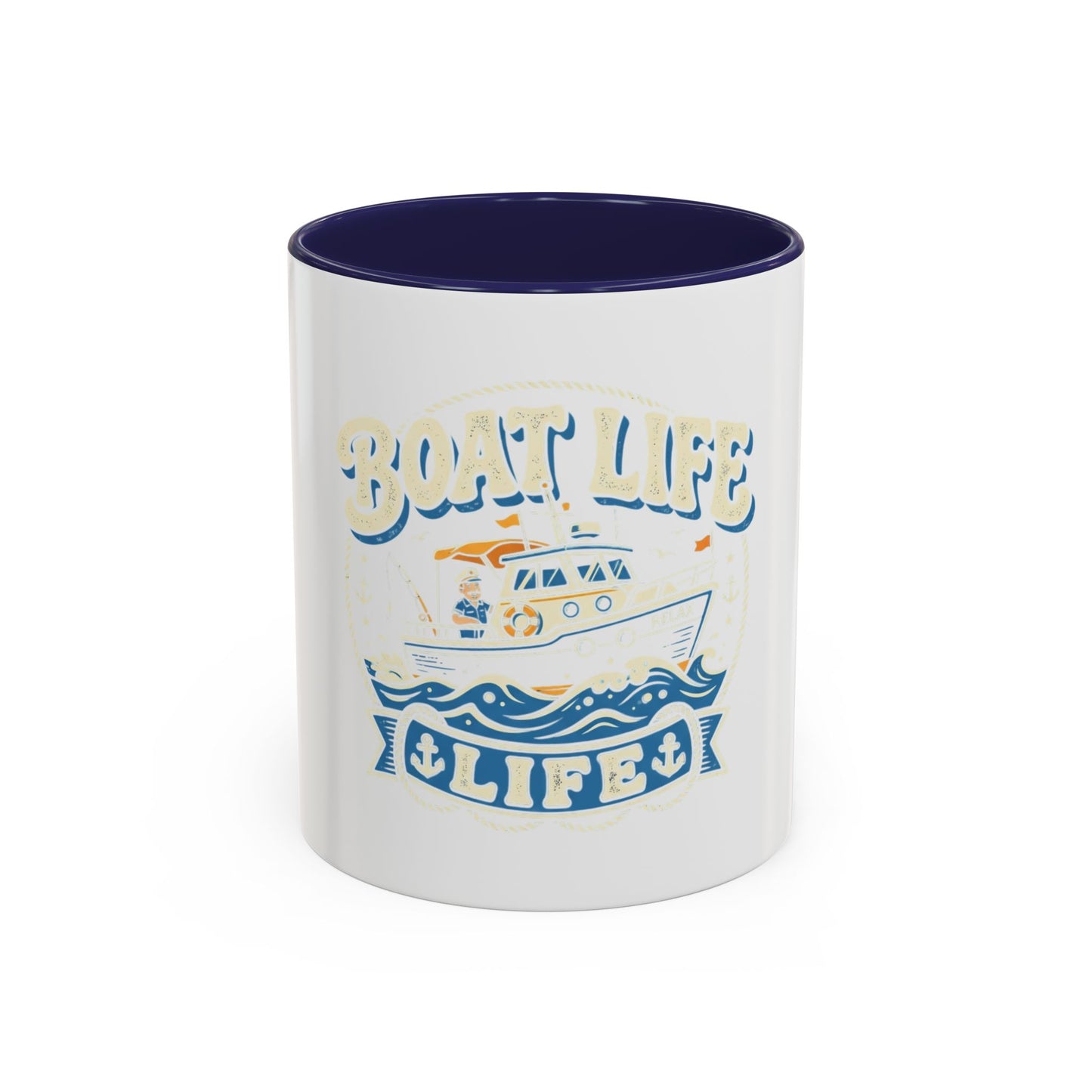 Boat Life Accent Coffee Mug — Nautical Marine Boat Lover Gift (11/15oz)