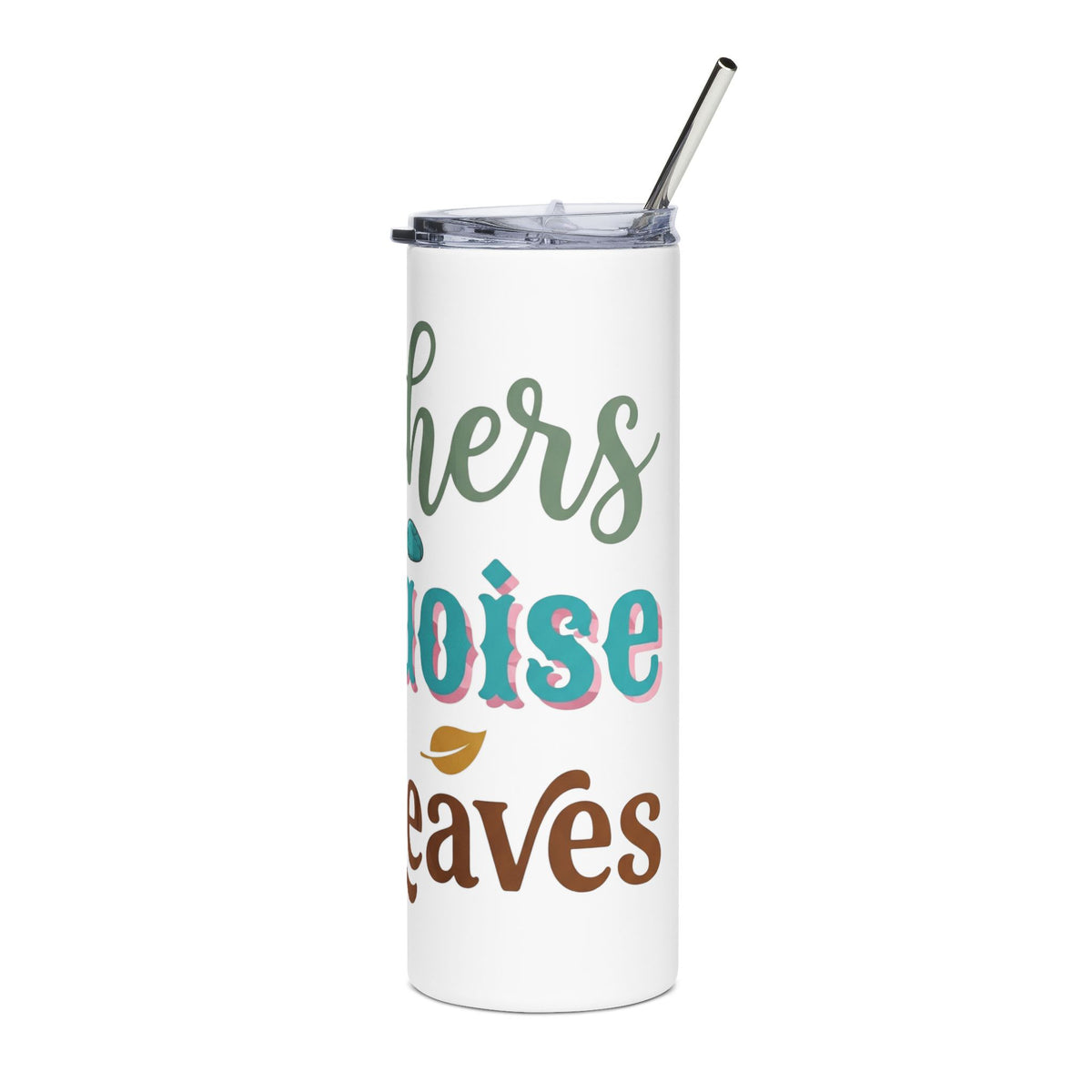 Fall Leaves Tumbler - 'Feather Turquoise Fall Leaves' 20oz Stainless Steel Travel Cup