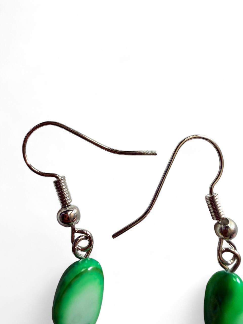 Green & Yellow Leaf Charm Earrings | Handmade Boho Dangle Earrings