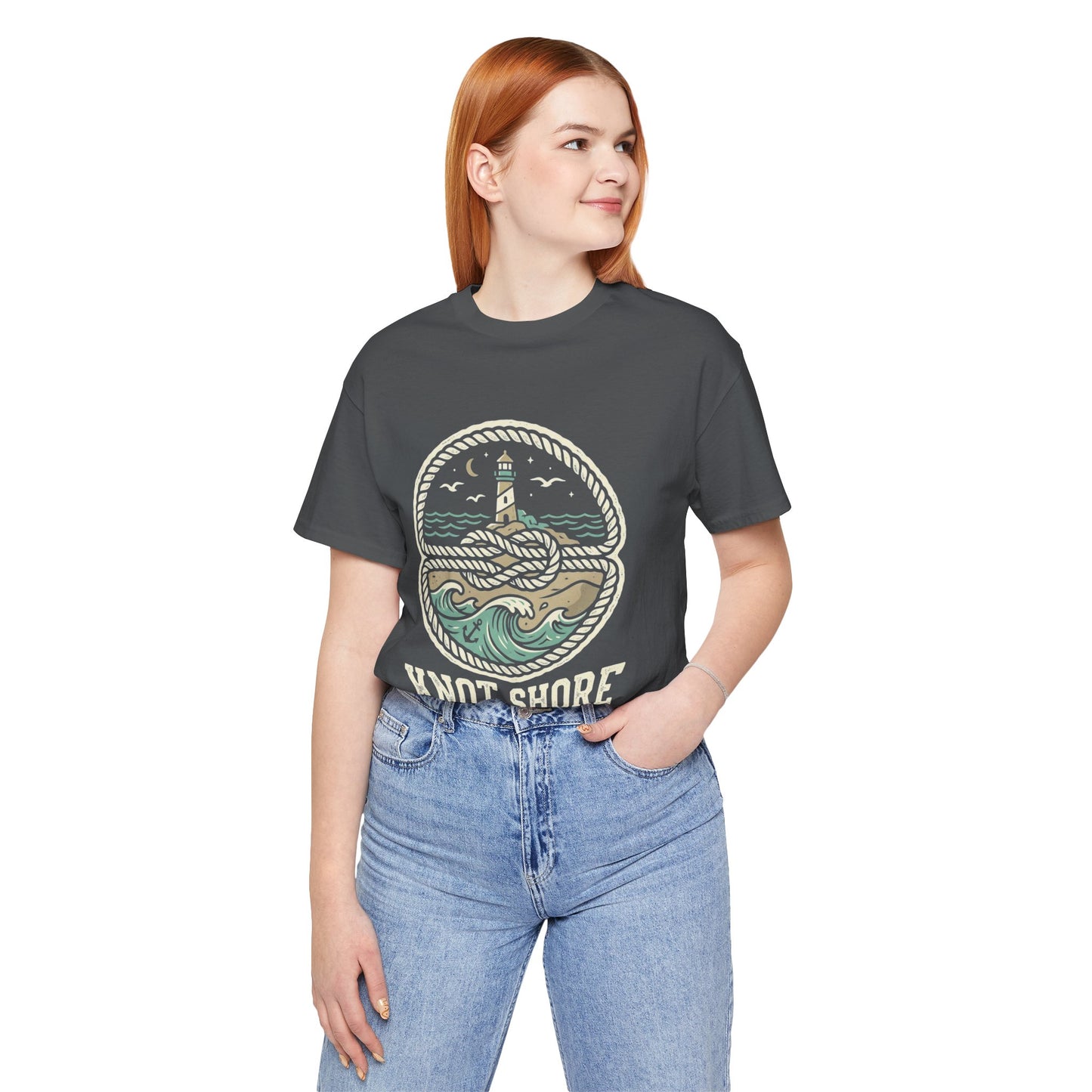 Knot Shore lighthouse rope waves T-Shirt | Coastal graphic tee