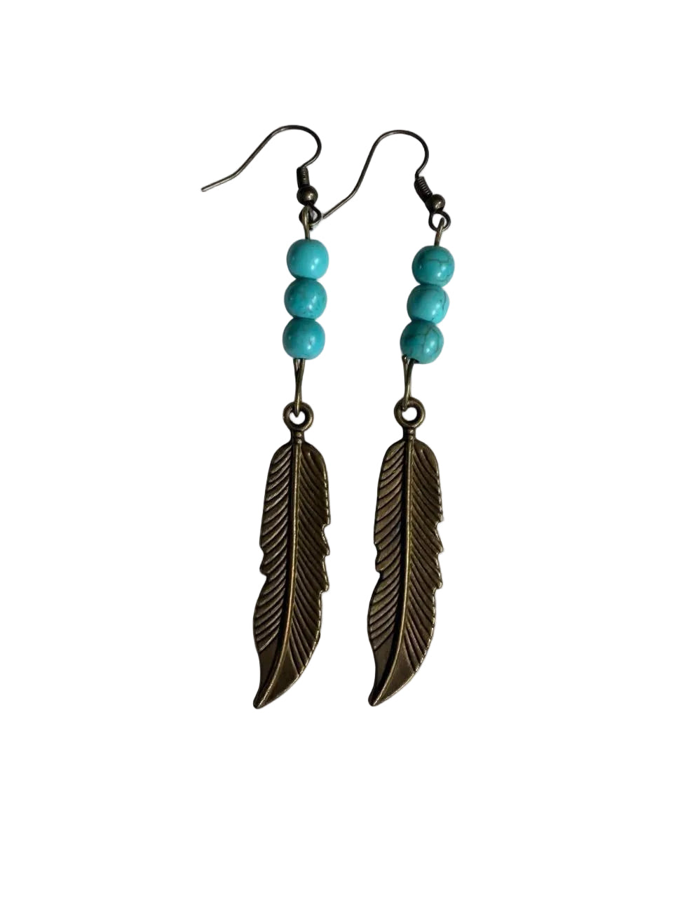 Harvest SOULS Triple Turquoise Feather Dangle Earrings