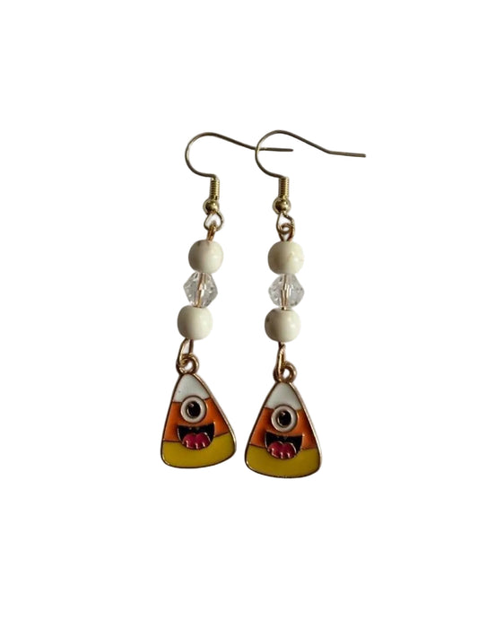 Boo-tiful Candy Corn Monster Earrings | Cute Halloween Candy Corn Dangle Earrings | Enamel Earrings | Boo-tiful Souls Collection