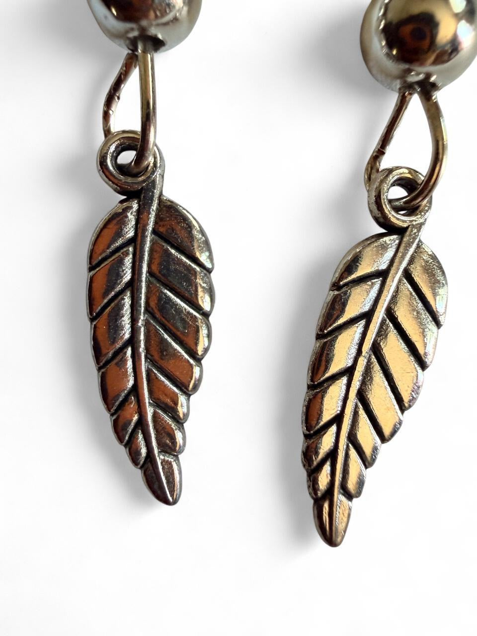 Harvest Metallic Leaf Earrings | Silver Beaded Leaf Dangle Earrings | The Harvest Souls Collection