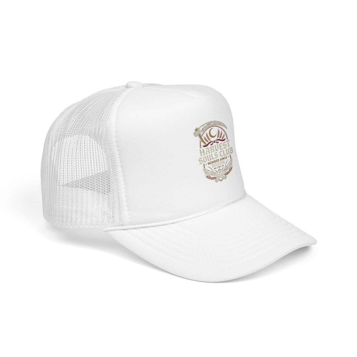 Harvest Souls Club Foam Trucker Hat - Vintage Farm Crest Mesh Cap