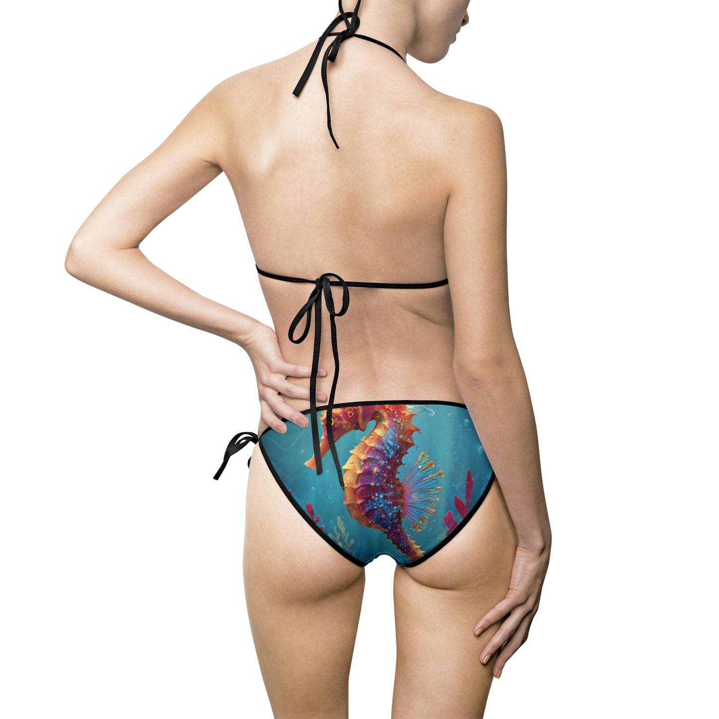 Tie-Dye Tropical Bikini — Women's String Triangle Swimsuit