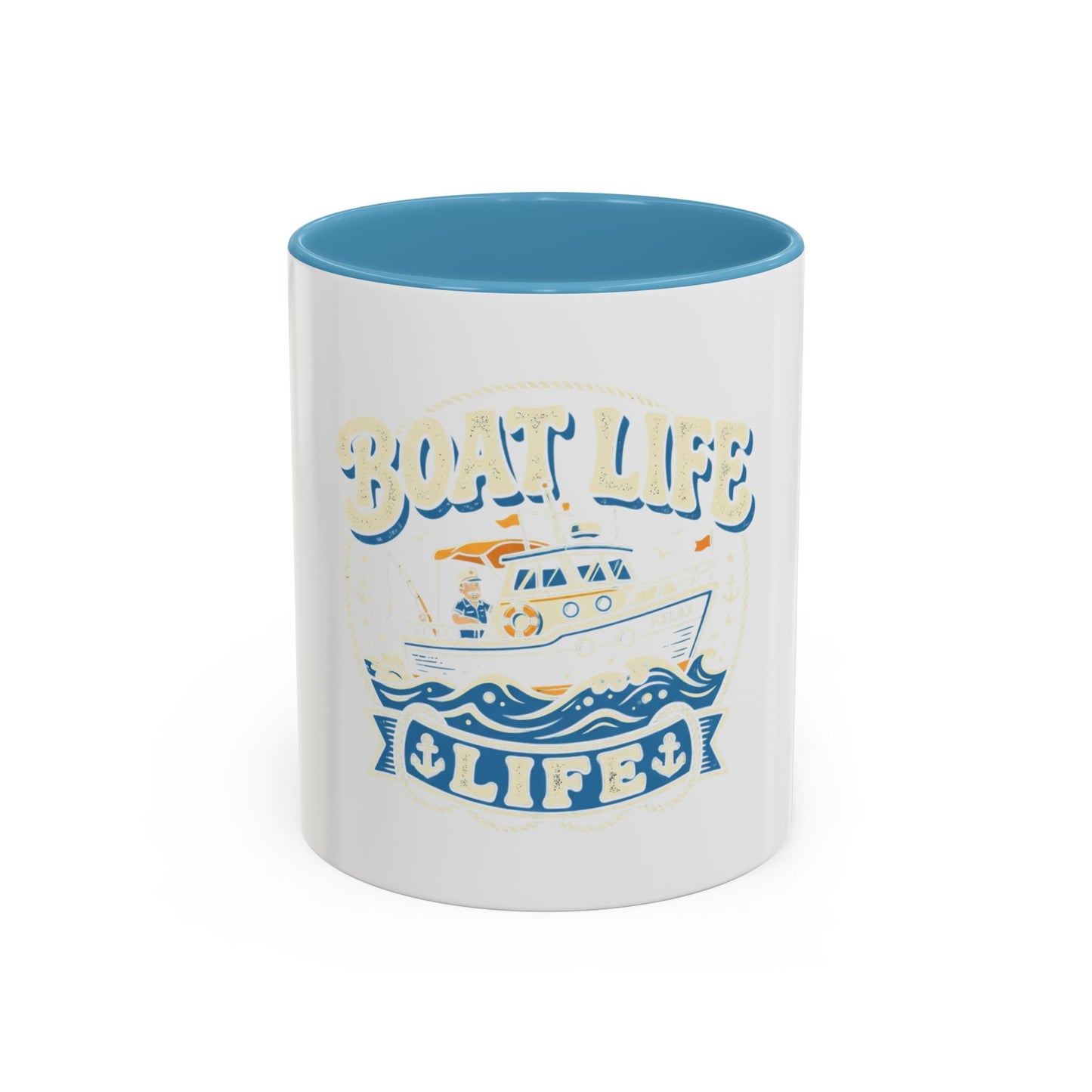 Boat Life Accent Coffee Mug — Nautical Marine Boat Lover Gift (11/15oz)
