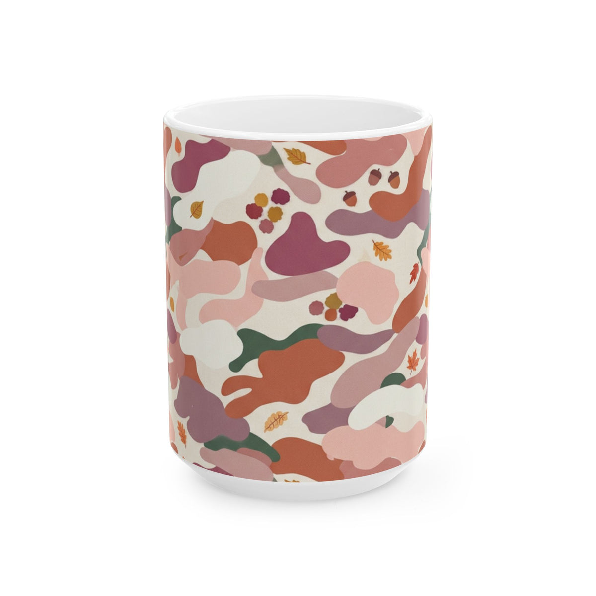 Abstract Floral Camo Ceramic Mug – Pink Terracotta Pattern (11oz & 15oz)