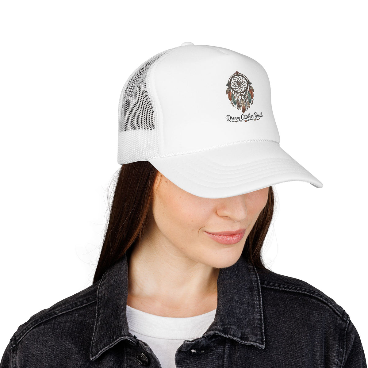 Dream Catcher Trucker Hat — Boho Feather Mesh Foam Cap