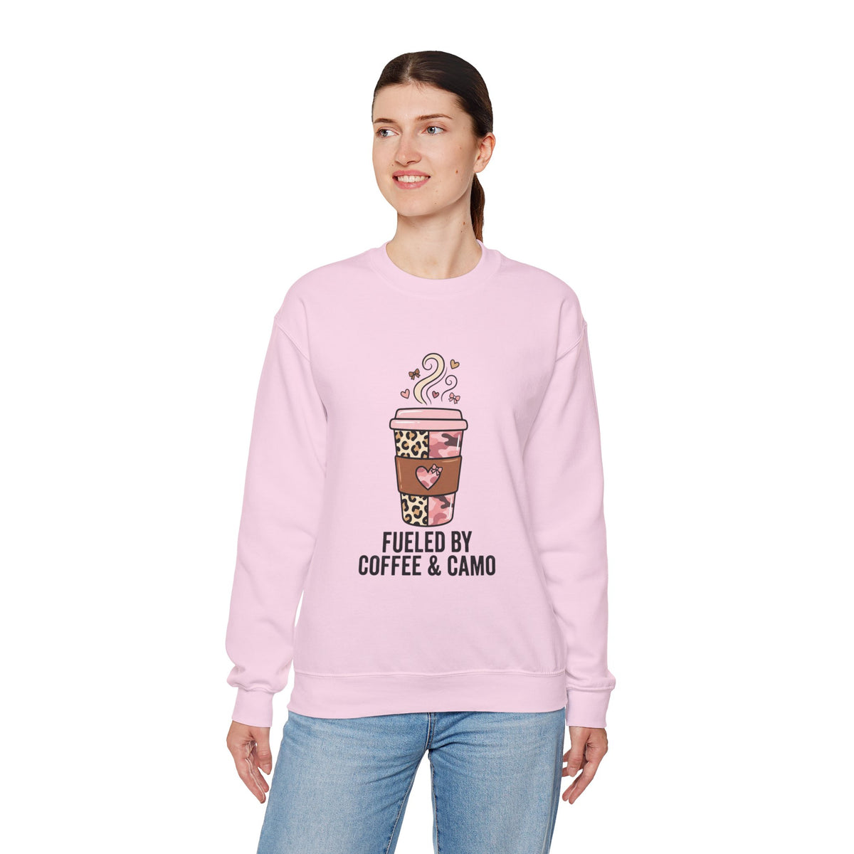 Coffee Lover Sweatshirt — Pink Leopard Coffee Cup Graphic Crewneck