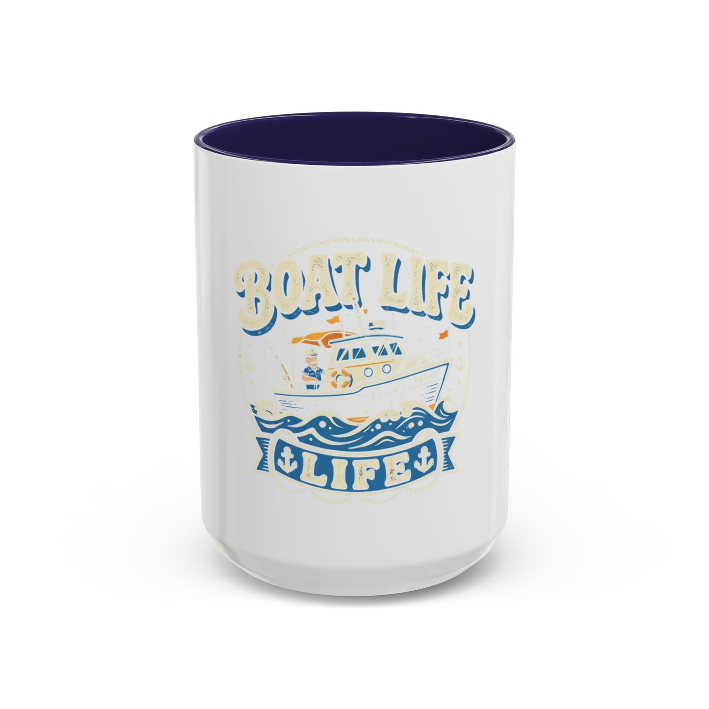 Boat Life Accent Coffee Mug — Nautical Marine Boat Lover Gift (11/15oz)