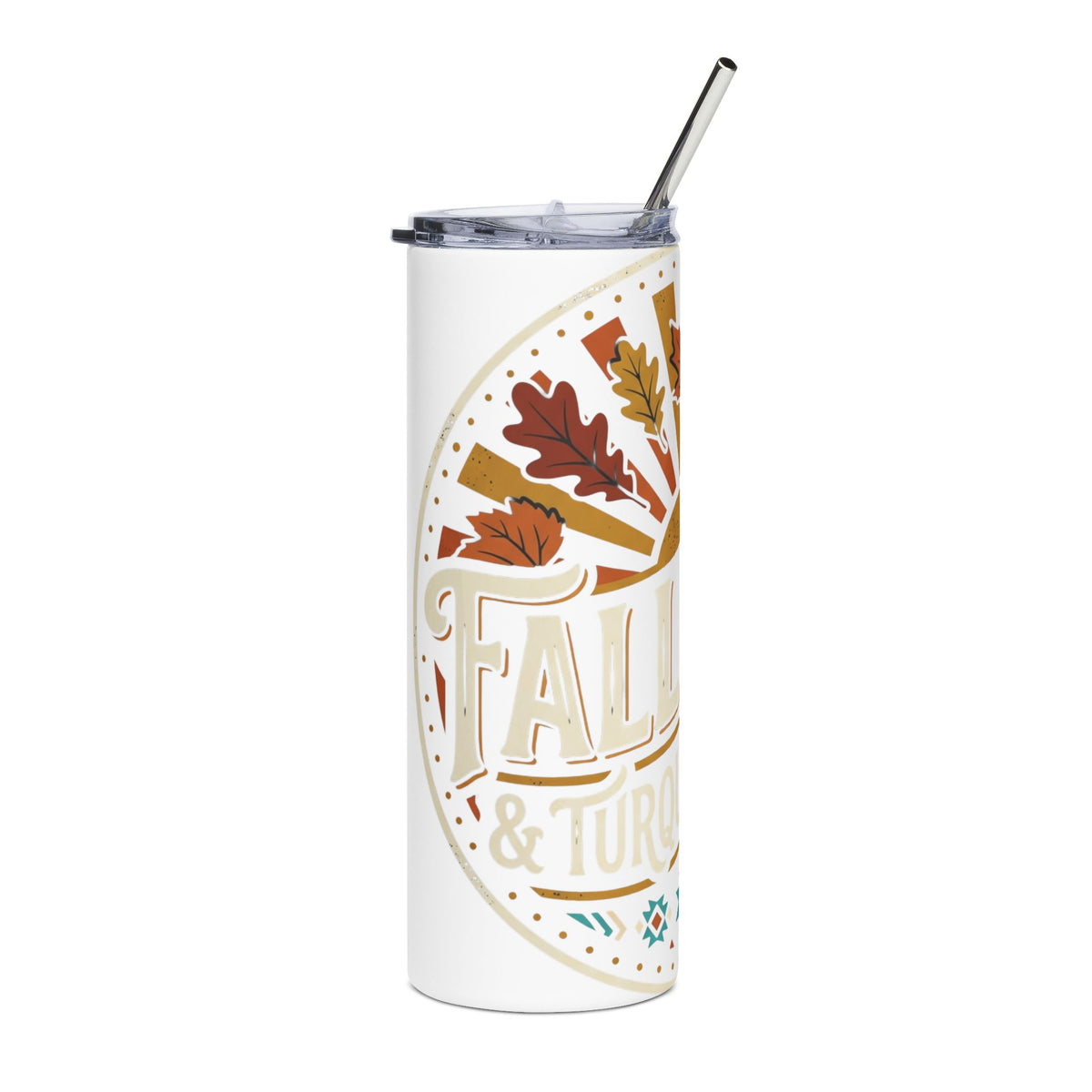 Fall & Turquoise 20oz Stainless Steel Tumbler — Autumn Leaves Travel Mug