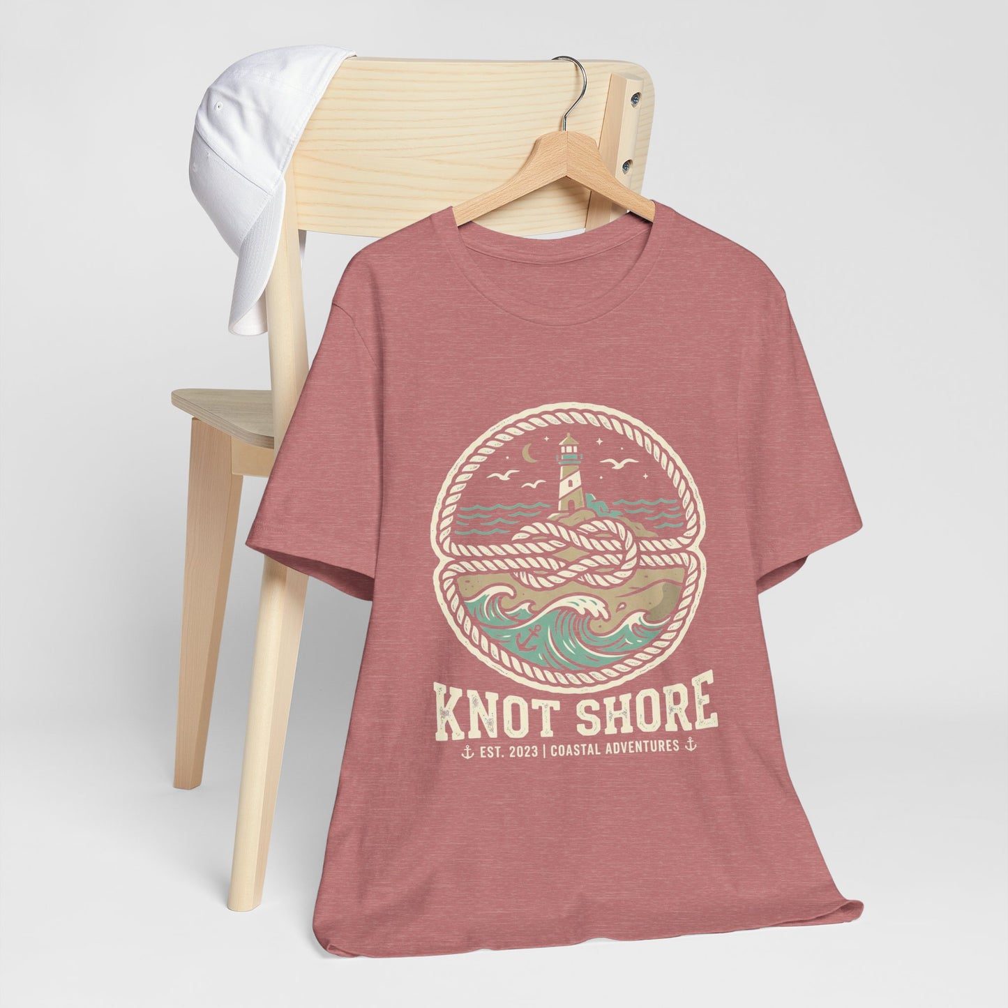 Knot Shore lighthouse rope waves T-Shirt | Coastal graphic tee