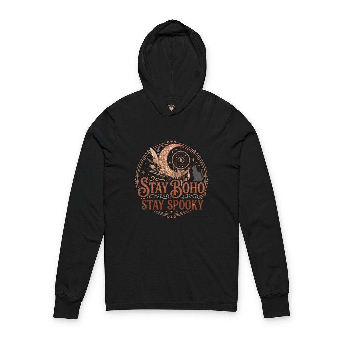 Boho Halloween Hoodie Tee — "Stay Boho Stay Spooky" Long-Sleeve Hooded Tee