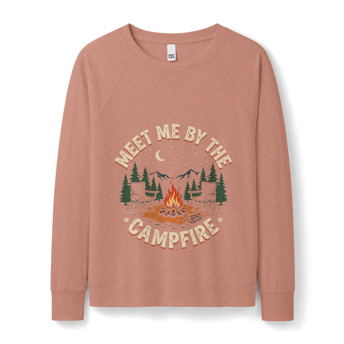 Campfire Crewneck Sweatshirt — "Meet Me By The Campfire" Rustic Outdoor Graphic