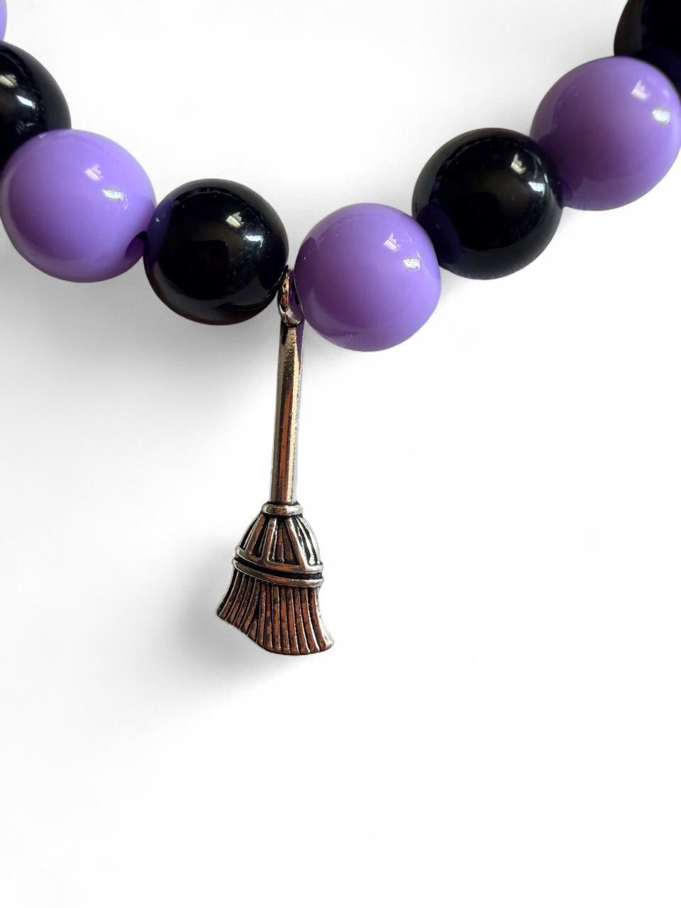 Boo-tiful Witchy Bead Bracelet | Purple & Black Halloween Bracelet with Charms | Boo-tiful Souls Collection