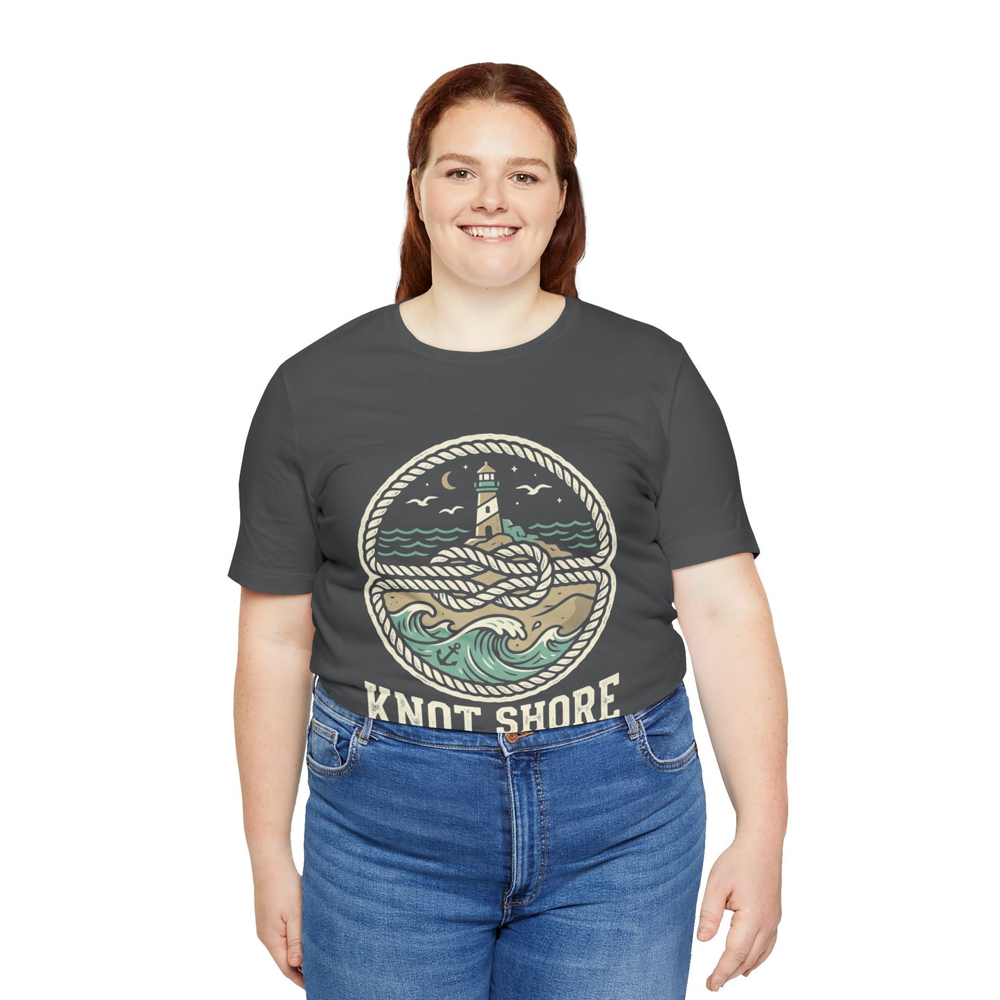 Knot Shore lighthouse rope waves T-Shirt | Coastal graphic tee