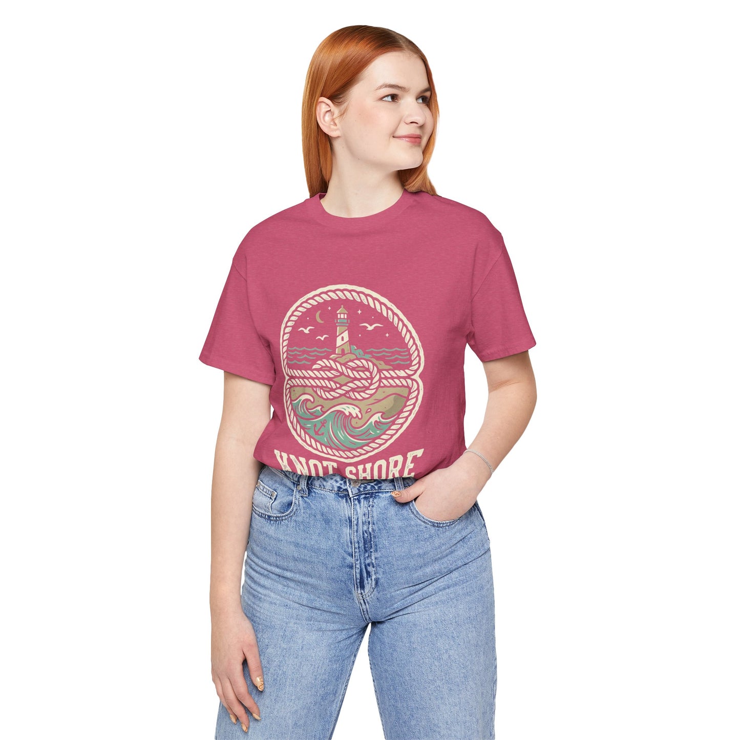 Knot Shore lighthouse rope waves T-Shirt | Coastal graphic tee
