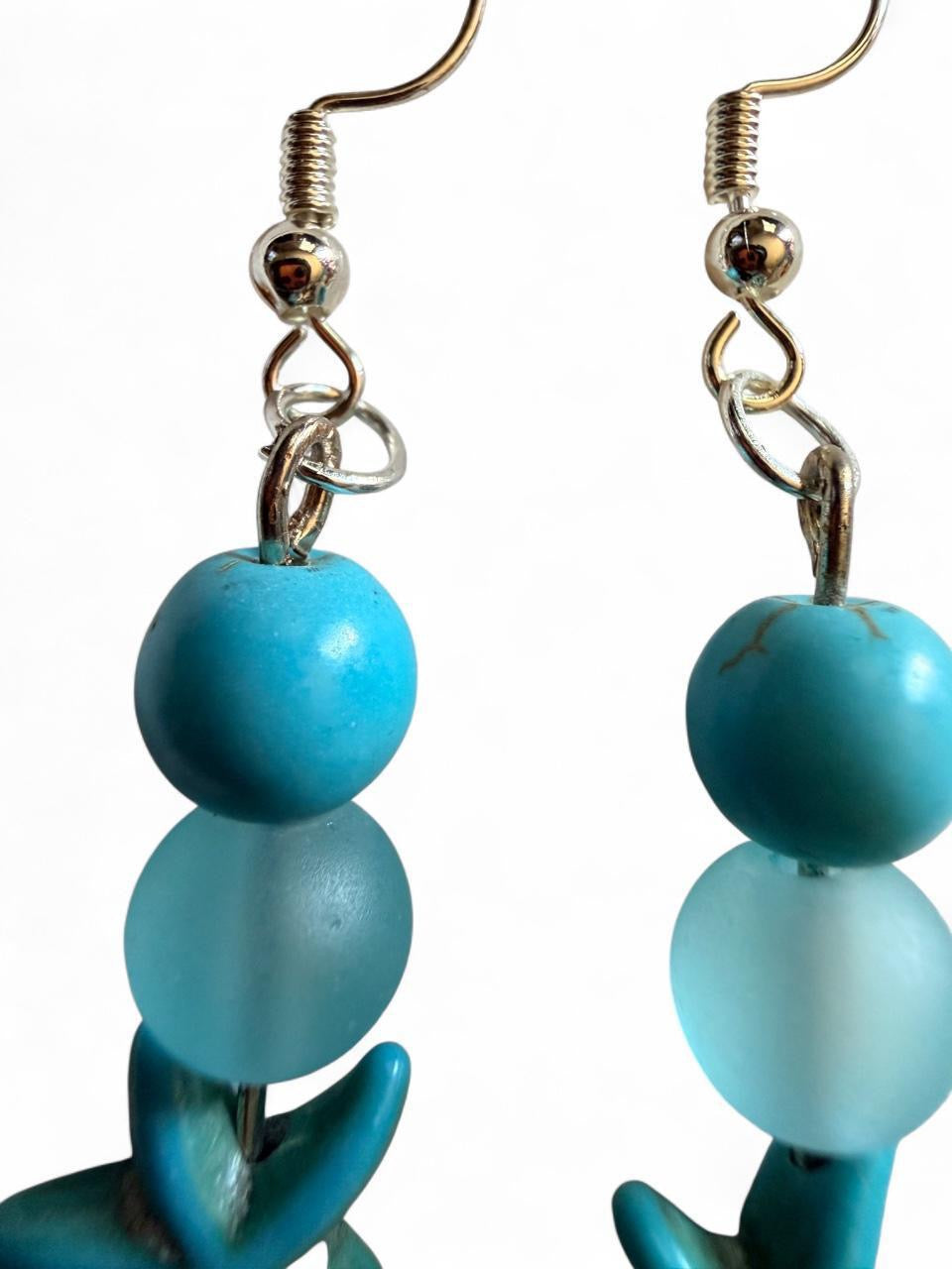 Handcrafted Turquoise Starfish Coastal Dangle Earrings