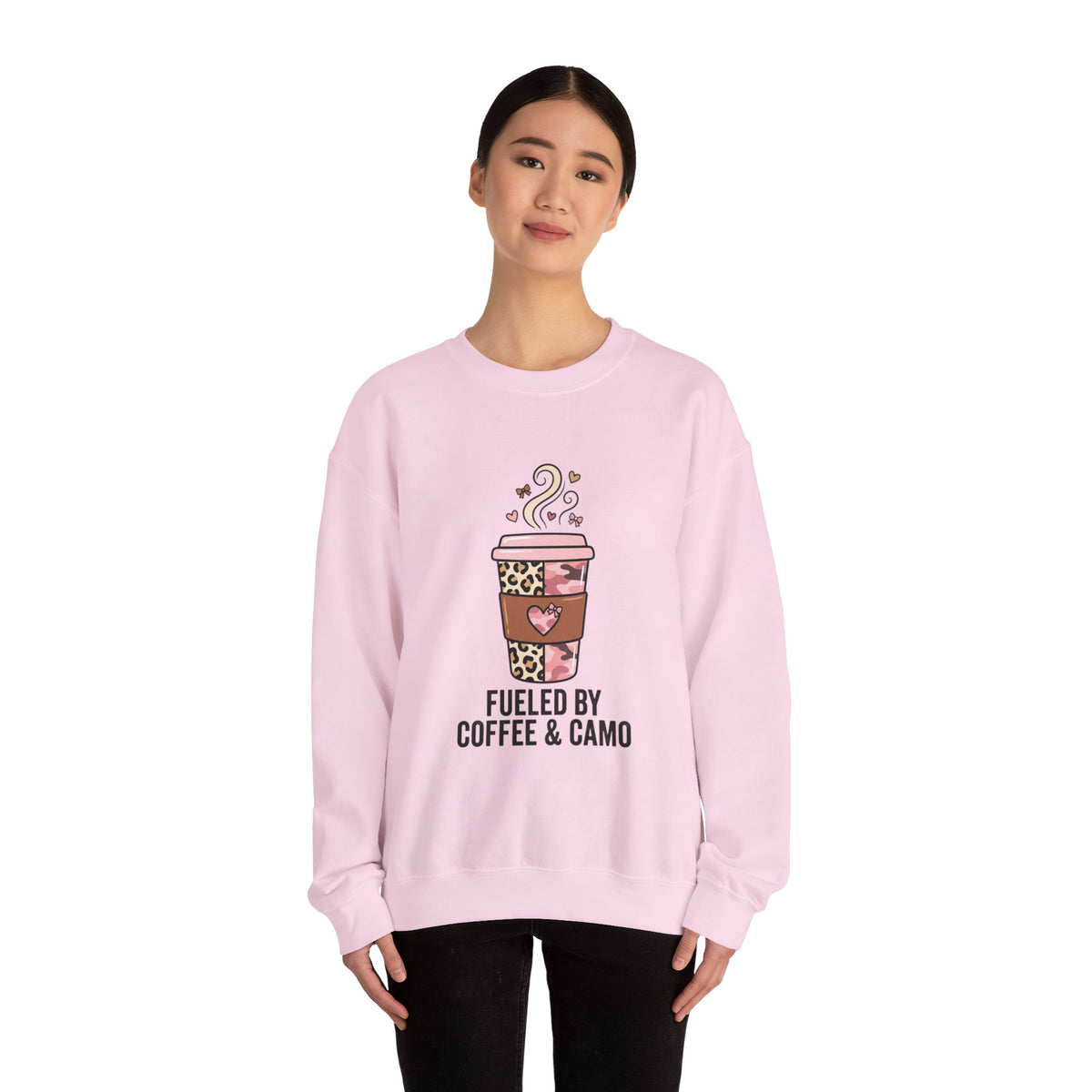 Coffee Lover Sweatshirt — Pink Leopard Coffee Cup Graphic Crewneck