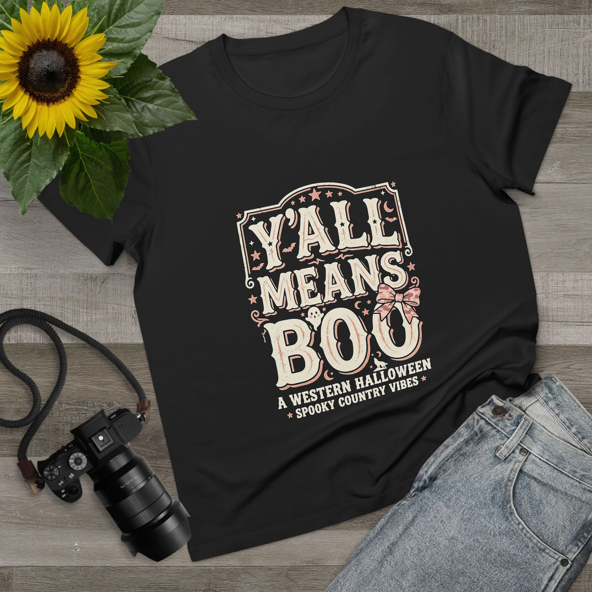 Women’s Tee - "Y'all Means Boo" Western Halloween Graphic Tee