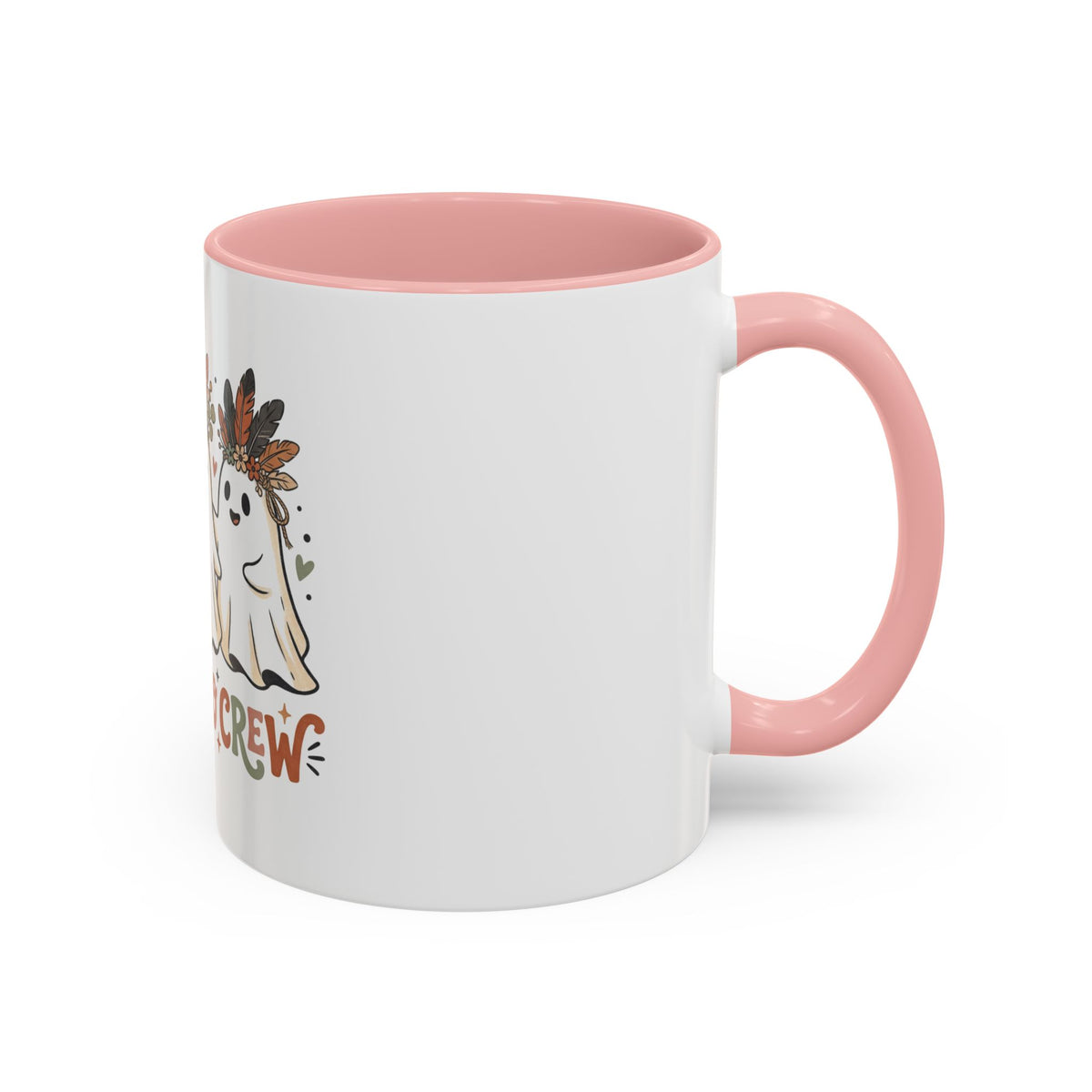 Boho Boo Crew Coffee Mug — Cute Halloween Ghosts with Feather Crowns (11/15oz)