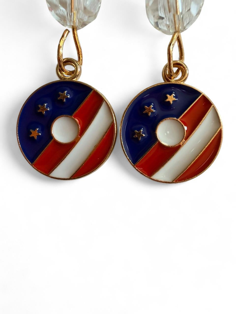 End of Summer Americana Donut Earrings - American Flag Donut Dangle