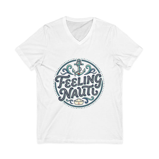 Feeling Nauti V‑Neck Tee — Nautical Anchor Shirt for Boat Lovers