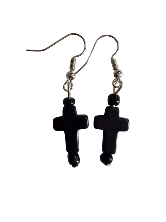 Boo-tiful Black Cross Earrings | Halloween Dangle Earrings | Boo-tiful Souls Collection