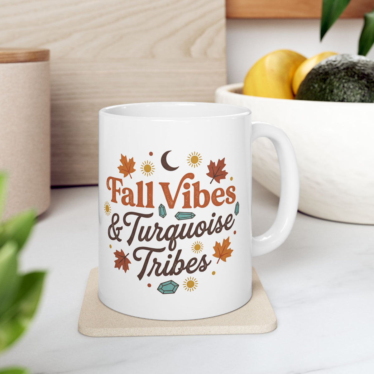 Fall Vibes Ceramic Mug - "Fallin' & Tumblein' Time" Autumn Leaves Coffee Cup (11oz/15oz)