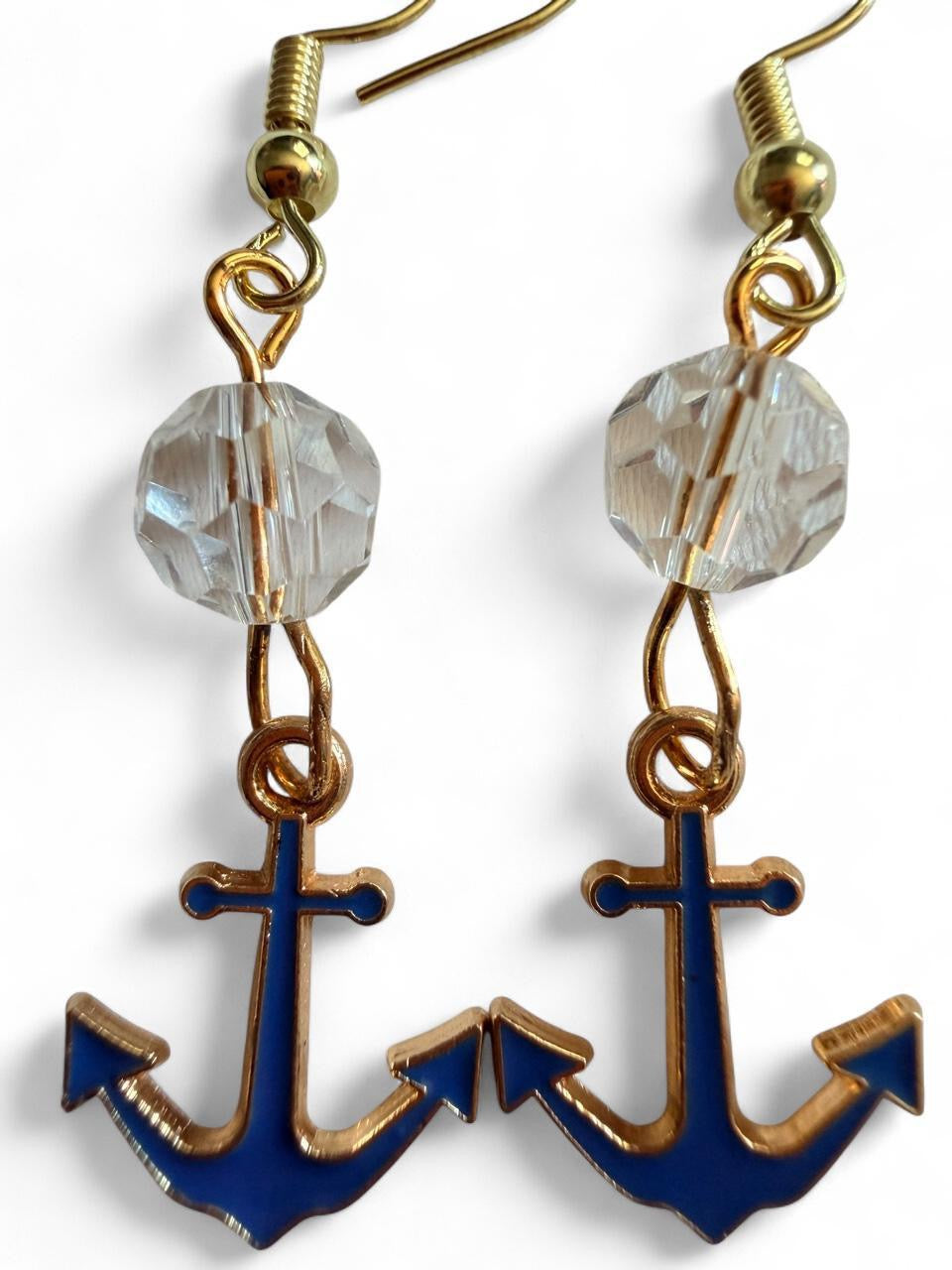 End of Summer Americana Anchor Earrings - Navy Blue Nautical Dangle