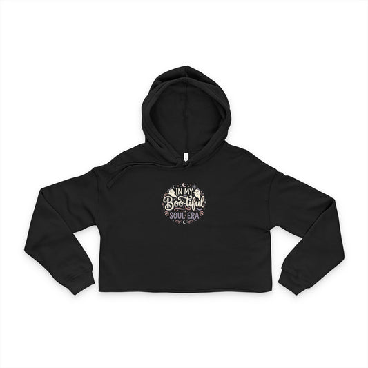 Soul Era Cropped Hoodie — "In My Best Hall" Vintage Graphic Women's Hoodie